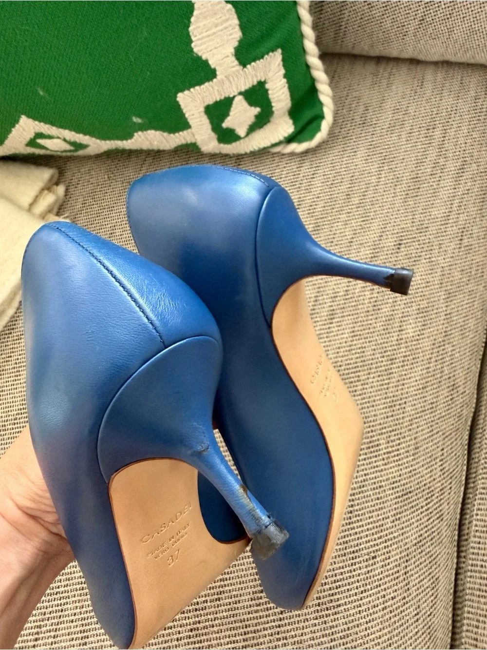 Casadei Royal Blue Pointed-Toe Leather Pumps